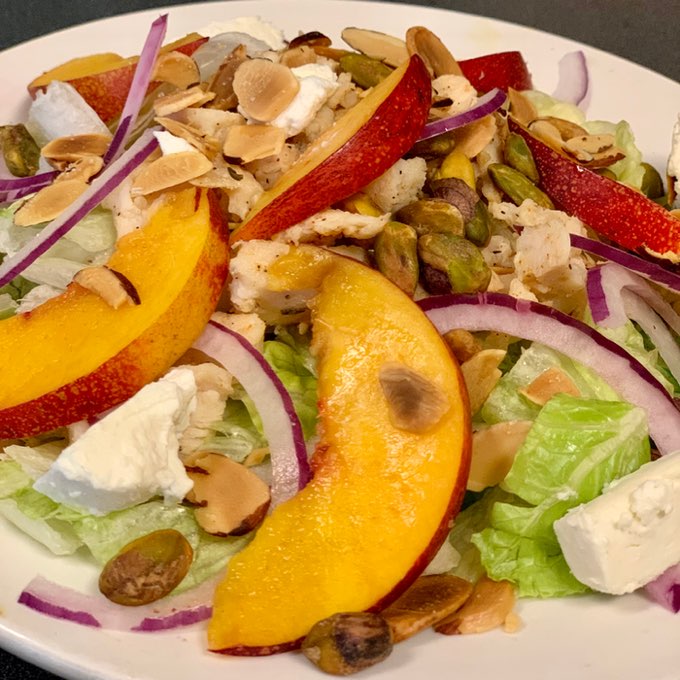 Peach and goat cheese salad