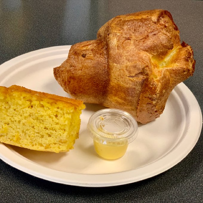 Warm popover with honey butter